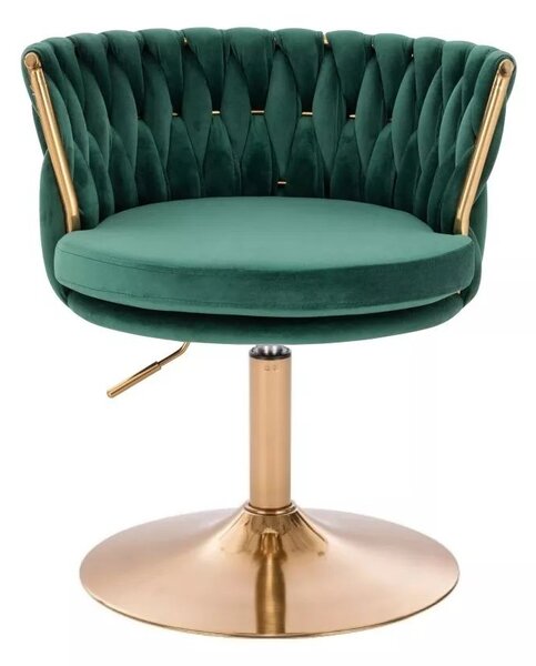 LuxuryForm DESIGN Stolička LYON VELUR na zlatom tanieri - zelená
