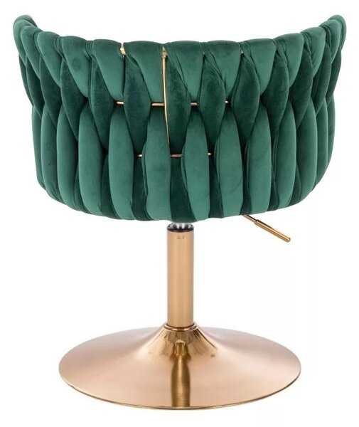 LuxuryForm DESIGN Stolička LYON VELUR na zlatom tanieri - zelená