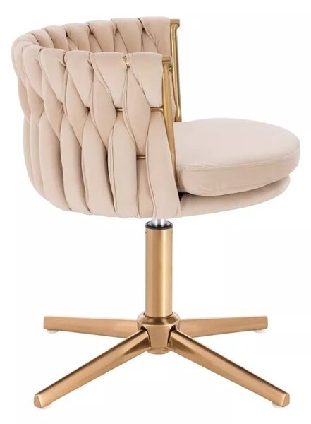 LuxuryForm DESIGN Stolička LYON VELUR na zlatom kríži - krémová