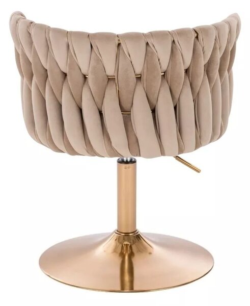 LuxuryForm DESIGN Stolička LYON VELUR na zlatom tanieri - latte