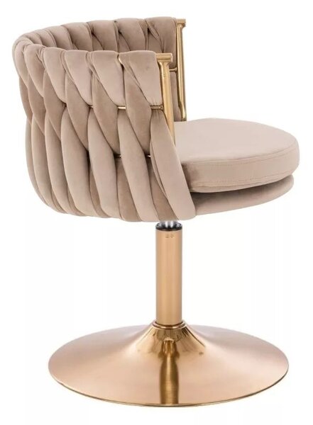 LuxuryForm DESIGN Stolička LYON VELUR na zlatom tanieri - latte