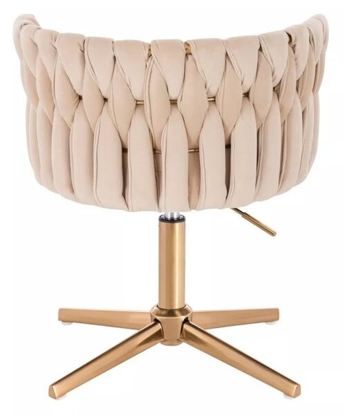 LuxuryForm DESIGN Stolička LYON VELUR na zlatom kríži - krémová