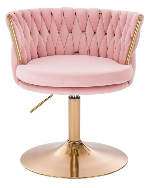 LuxuryForm DESIGN Stolička LYON VELUR na zlatom tanieri - ružová