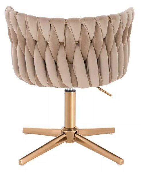 LuxuryForm DESIGN Stolička LYON VELUR na zlatom kríži - latte