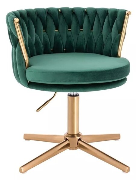 LuxuryForm DESIGN Stolička LYON VELUR na zlatom kríži - zelená