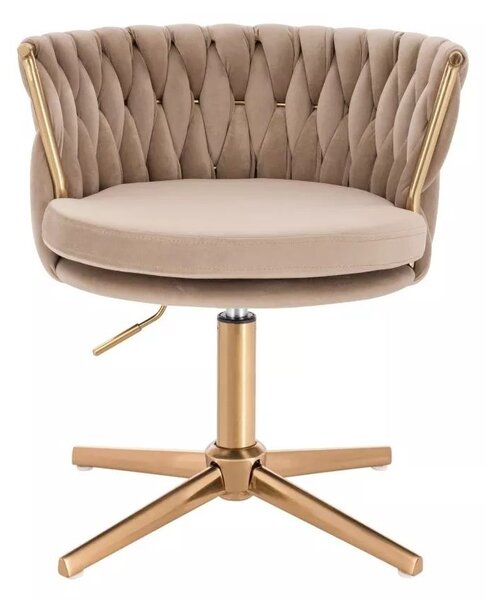 LuxuryForm DESIGN Stolička LYON VELUR na zlatom kríži - latte