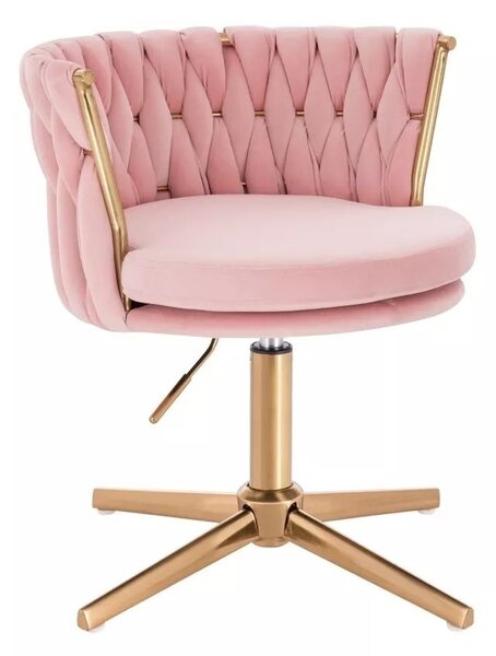 LuxuryForm DESIGN Stolička LYON VELUR na zlatom kríži - ružová