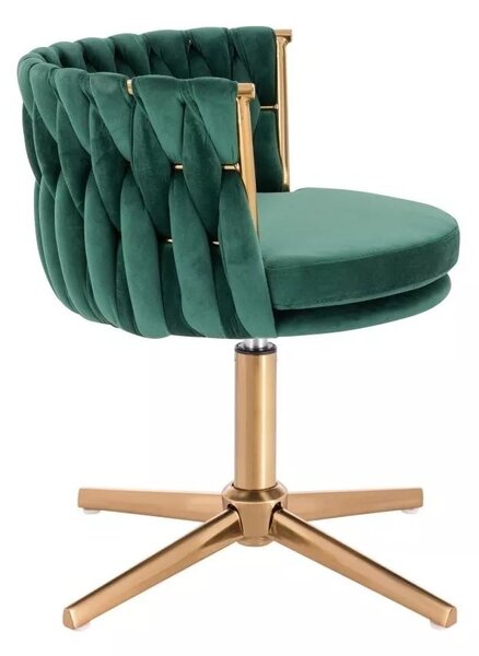 LuxuryForm DESIGN Stolička LYON VELUR na zlatom kríži - zelená