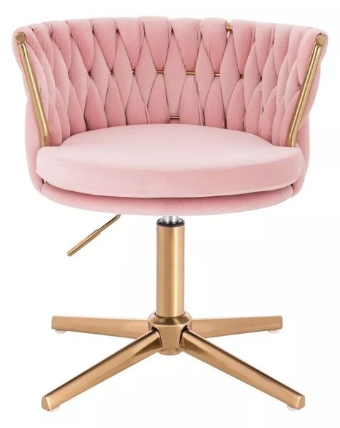LuxuryForm DESIGN Stolička LYON VELUR na zlatom kríži - ružová