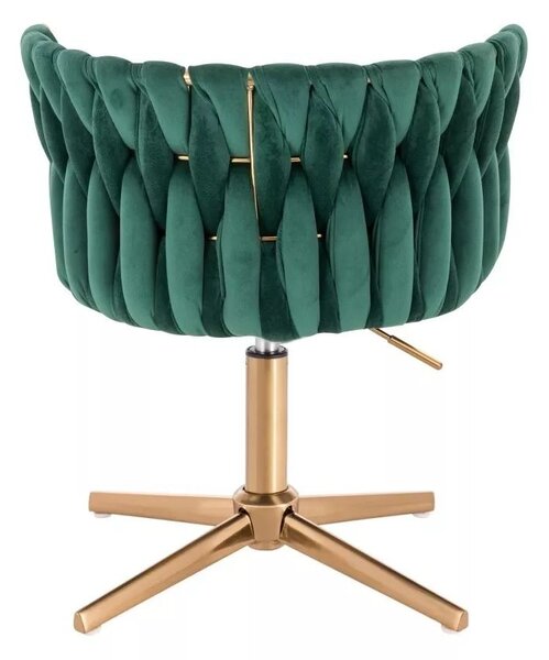 LuxuryForm DESIGN Stolička LYON VELUR na zlatom kríži - zelená
