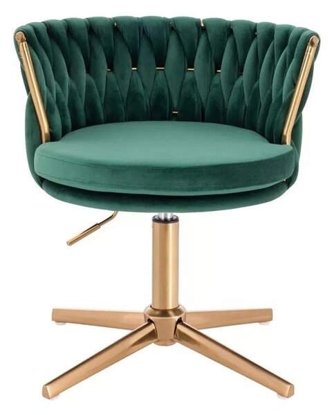 LuxuryForm DESIGN Stolička LYON VELUR na zlatom kríži - zelená