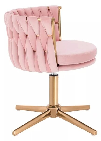 LuxuryForm DESIGN Stolička LYON VELUR na zlatom kríži - ružová