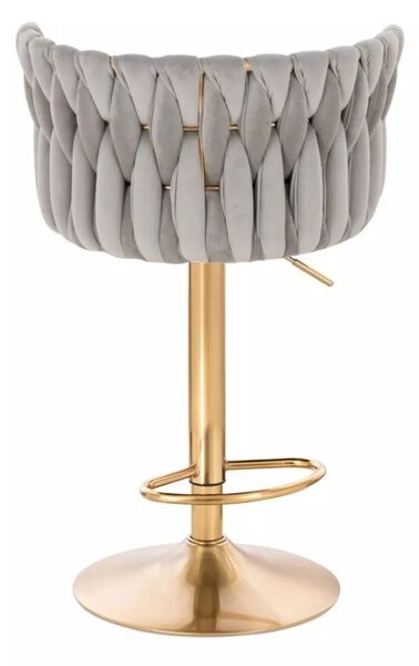LuxuryForm DESIGN Barová stolička LYON VELUR na zlatom tanieri - svetlo šedá