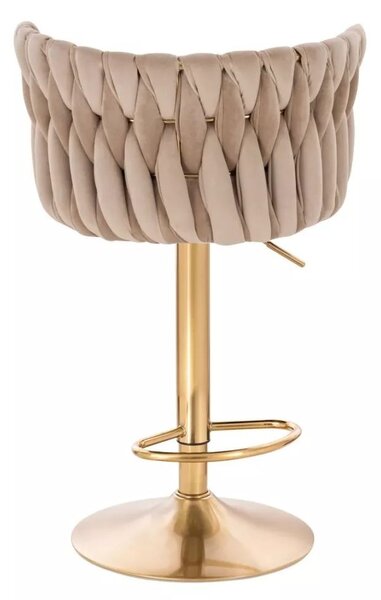 LuxuryForm DESIGN Barová stolička LYON VELUR na zlatom tanieri - latte