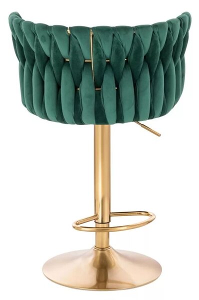 LuxuryForm DESIGN Barová stolička LYON VELUR na zlatom tanieri - zelená