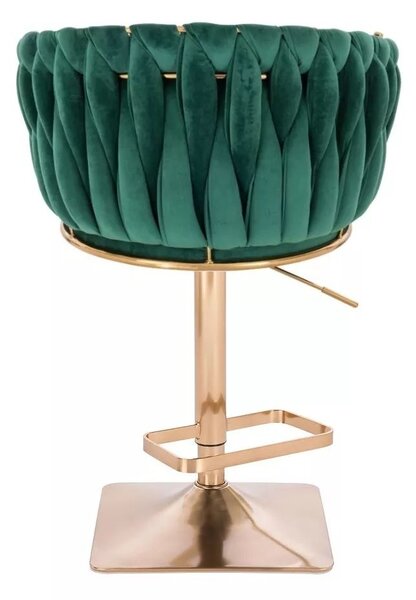 LuxuryForm DESIGN Barová stolička NORDEN VELUR na zlatej hranatej podstave - zelená
