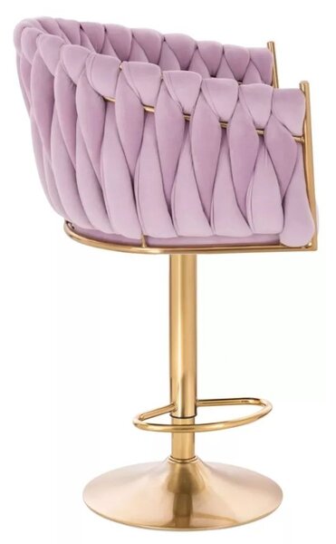 LuxuryForm DESIGN Barová stolička NORDEN VELUR na zlatom tanieri - levanduľa