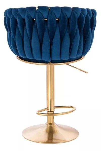 LuxuryForm DESIGN Barová stolička NORDEN VELUR na zlatom tanieri - modrá