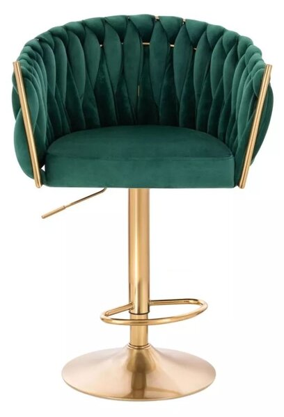 LuxuryForm DESIGN Barová stolička NORDEN VELUR na zlatom tanieri - zelená