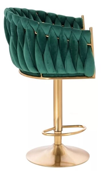 LuxuryForm DESIGN Barová stolička NORDEN VELUR na zlatom tanieri - zelená