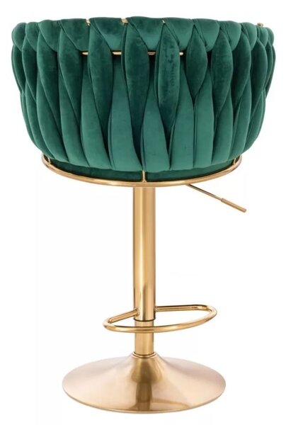 LuxuryForm DESIGN Barová stolička NORDEN VELUR na zlatom tanieri - zelená