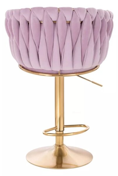 LuxuryForm DESIGN Barová stolička NORDEN VELUR na zlatom tanieri - levanduľa