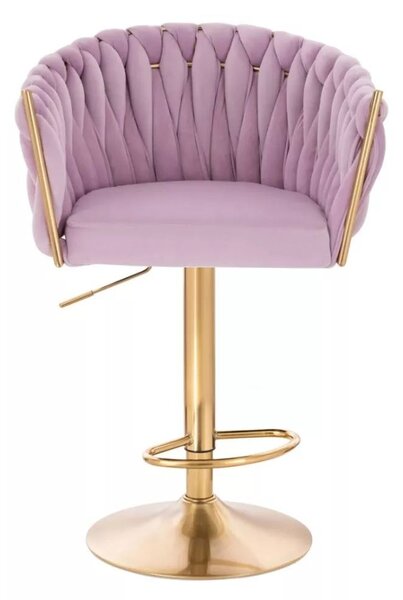 LuxuryForm DESIGN Barová stolička NORDEN VELUR na zlatom tanieri - levanduľa