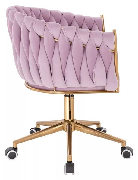 LuxuryForm DESIGN Kreslo NORDEN VELUR na zlatej podstave s kolieskami - levanduľa