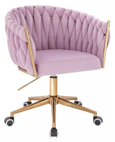 LuxuryForm DESIGN Kreslo NORDEN VELUR na zlatej podstave s kolieskami - levanduľa