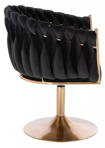 LuxuryForm DESIGN Kreslo NORDEN VELUR na zlatom tanieri - čierne