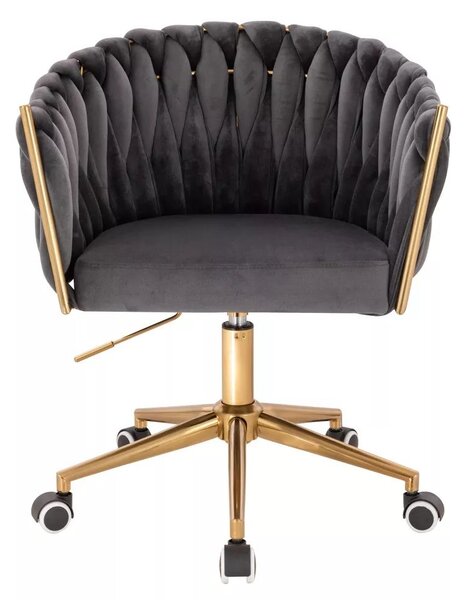 LuxuryForm DESIGN Kreslo NORDEN VELUR na zlatej podstave s kolieskami - tmavo šedé