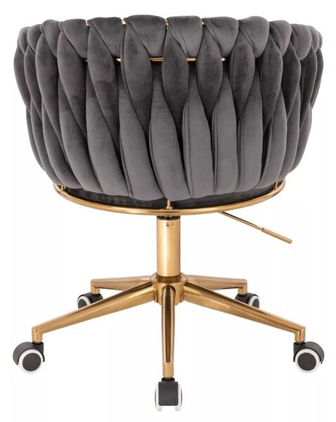 LuxuryForm DESIGN Kreslo NORDEN VELUR na zlatej podstave s kolieskami - tmavo šedé