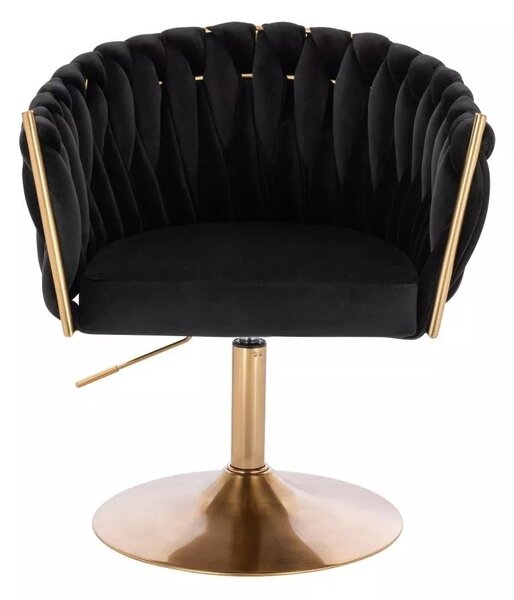 LuxuryForm DESIGN Kreslo NORDEN VELUR na zlatom tanieri - čierne