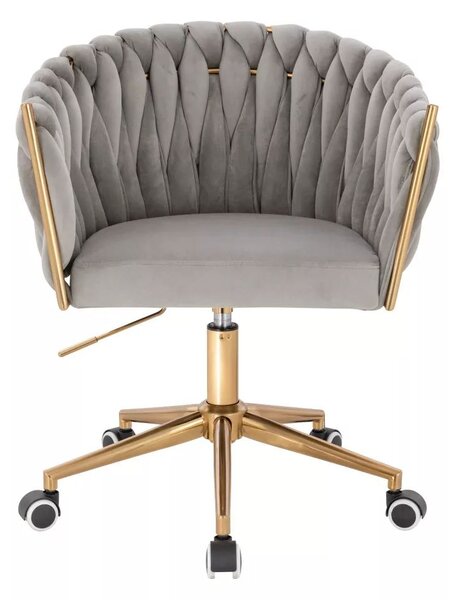 LuxuryForm DESIGN Kreslo NORDEN VELUR na zlatej podstave s kolieskami - svetlo šedé
