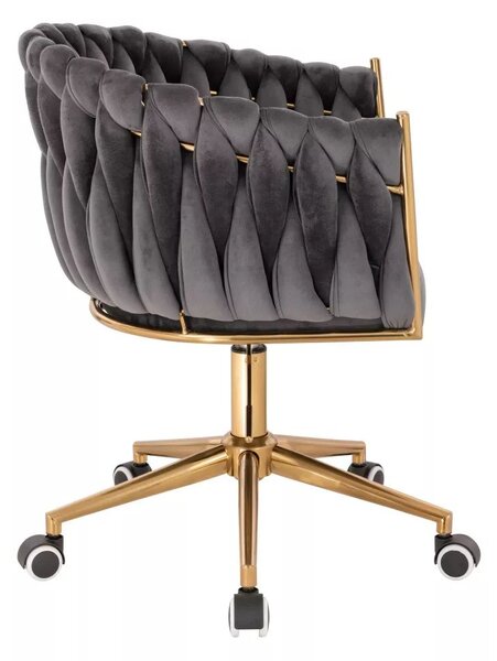 LuxuryForm DESIGN Kreslo NORDEN VELUR na zlatej podstave s kolieskami - tmavo šedé