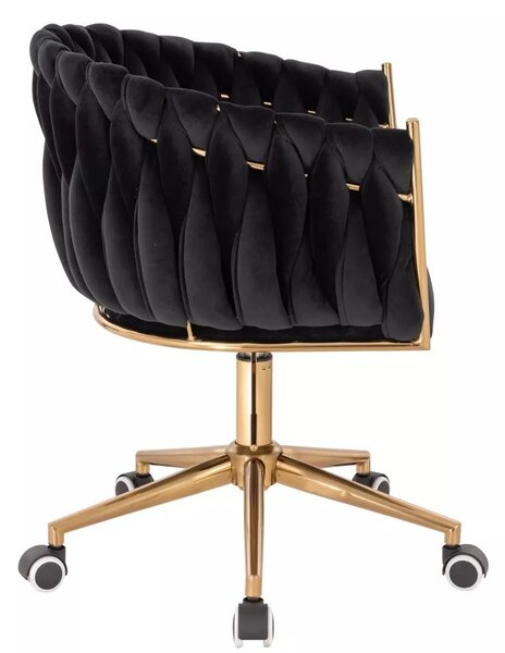 LuxuryForm DESIGN Kreslo NORDEN VELUR na zlatej podstave s kolieskami - čierne