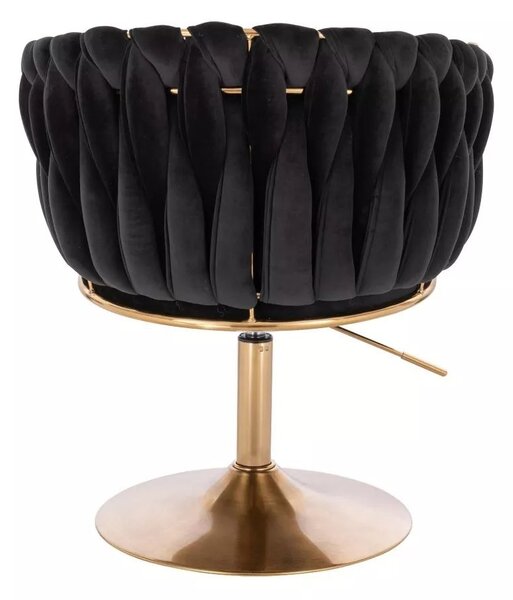 LuxuryForm DESIGN Kreslo NORDEN VELUR na zlatom tanieri - čierne