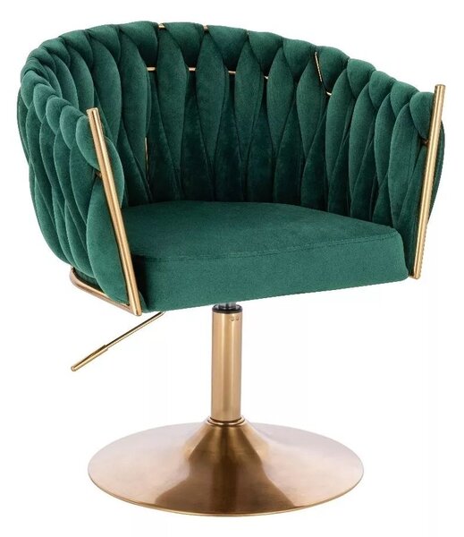 LuxuryForm DESIGN Kreslo NORDEN VELUR na zlatom tanieri - zelené