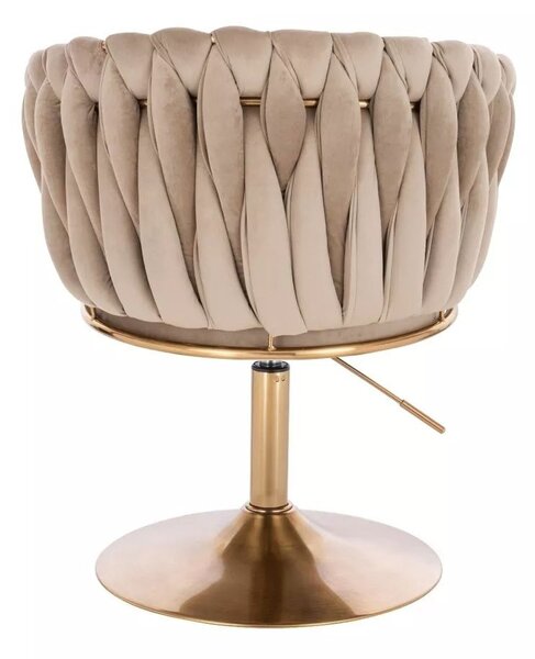 LuxuryForm DESIGN Kreslo NORDEN VELUR na zlatom tanieri - latte