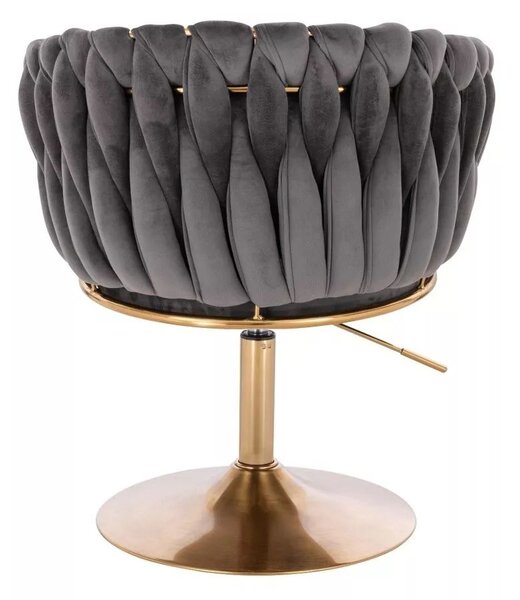 LuxuryForm DESIGN Kreslo NORDEN VELUR na zlatom tanieri - tmavo šedé