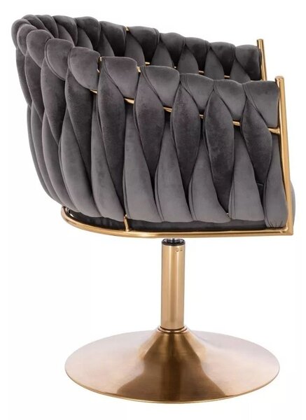 LuxuryForm DESIGN Kreslo NORDEN VELUR na zlatom tanieri - tmavo šedé