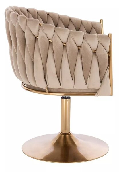 LuxuryForm DESIGN Kreslo NORDEN VELUR na zlatom tanieri - latte