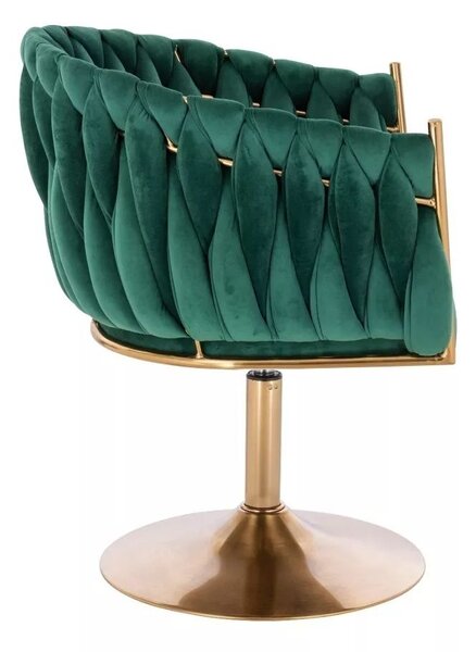 LuxuryForm DESIGN Kreslo NORDEN VELUR na zlatom tanieri - zelené