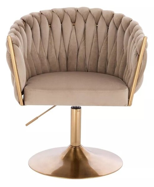 LuxuryForm DESIGN Kreslo NORDEN VELUR na zlatom tanieri - latte