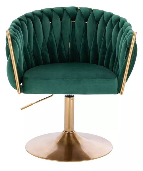 LuxuryForm DESIGN Kreslo NORDEN VELUR na zlatom tanieri - zelené