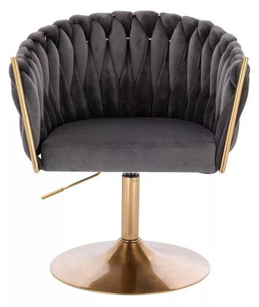LuxuryForm DESIGN Kreslo NORDEN VELUR na zlatom tanieri - tmavo šedé