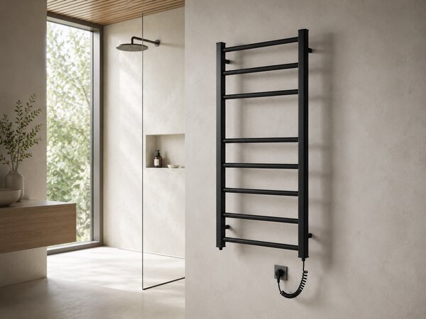 CERANO - Elektrický sušiak uterákov Domenico - 128 W - čierna matná - 860x550 mm