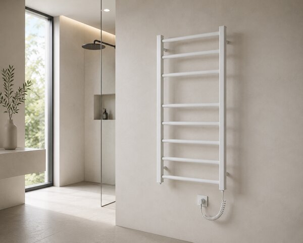 CERANO - Elektrický sušiak uterákov Domenico - 128 W - biela lesklá - 860x550 mm
