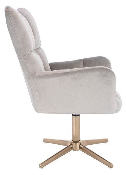 LuxuryForm DESIGN Kreslo AURORA VELUR na zlatom kríži - svetlo šedé