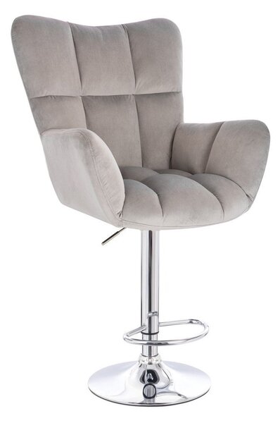 LuxuryForm DESIGN Barové kreslo AURORA VELUR na striebornom tanieri - svetlo šedé